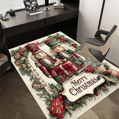 1PC Nutcracker Merry Christmas Extra Large Non Slip Floor Carpet, Office, Family, Bedroom, Large Area Rug Indoor Rugs, Vibrant Colors