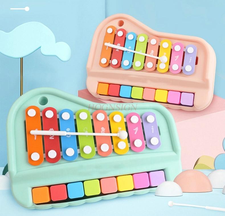 Pädagogisches Acht-Ton-Handklopf-Qin Baby Klopf-Qin-Taste Holz-Qin-Instrument 8 Monate Baby Kinder Musikspielzeug Klavier
