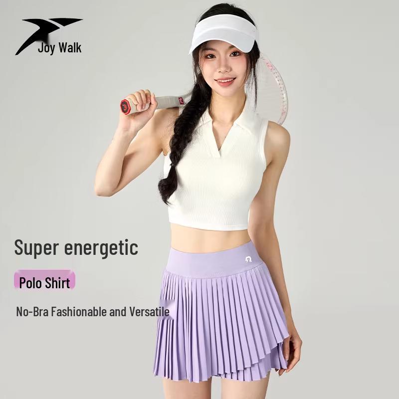 

Women s Polo Collar Yoga Sports Vest with Built-in Bra S