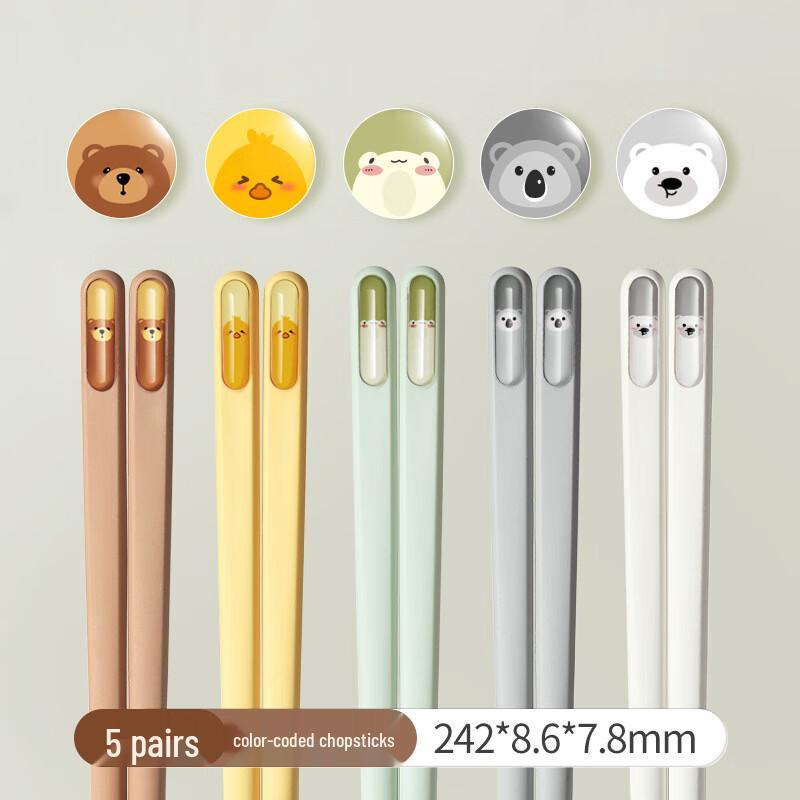 DU Cartoon Alloy Chopsticks 5 Pairs