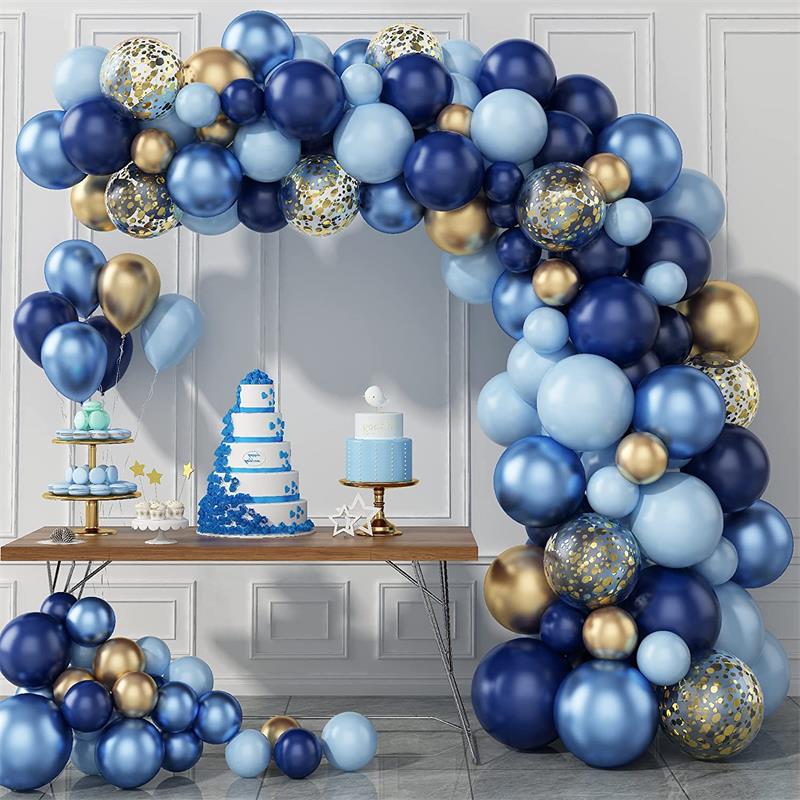 Blue Theme Night Blue Metal Gold Balloon Chain Men's Treasure Hundred Days Birthday Party Arrangement Balloon Arch Set