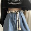 Beads Coarse Rope Belt Ethnic Style Pack Thread Waist Belt Fashion Rope Waistband  Streetwear