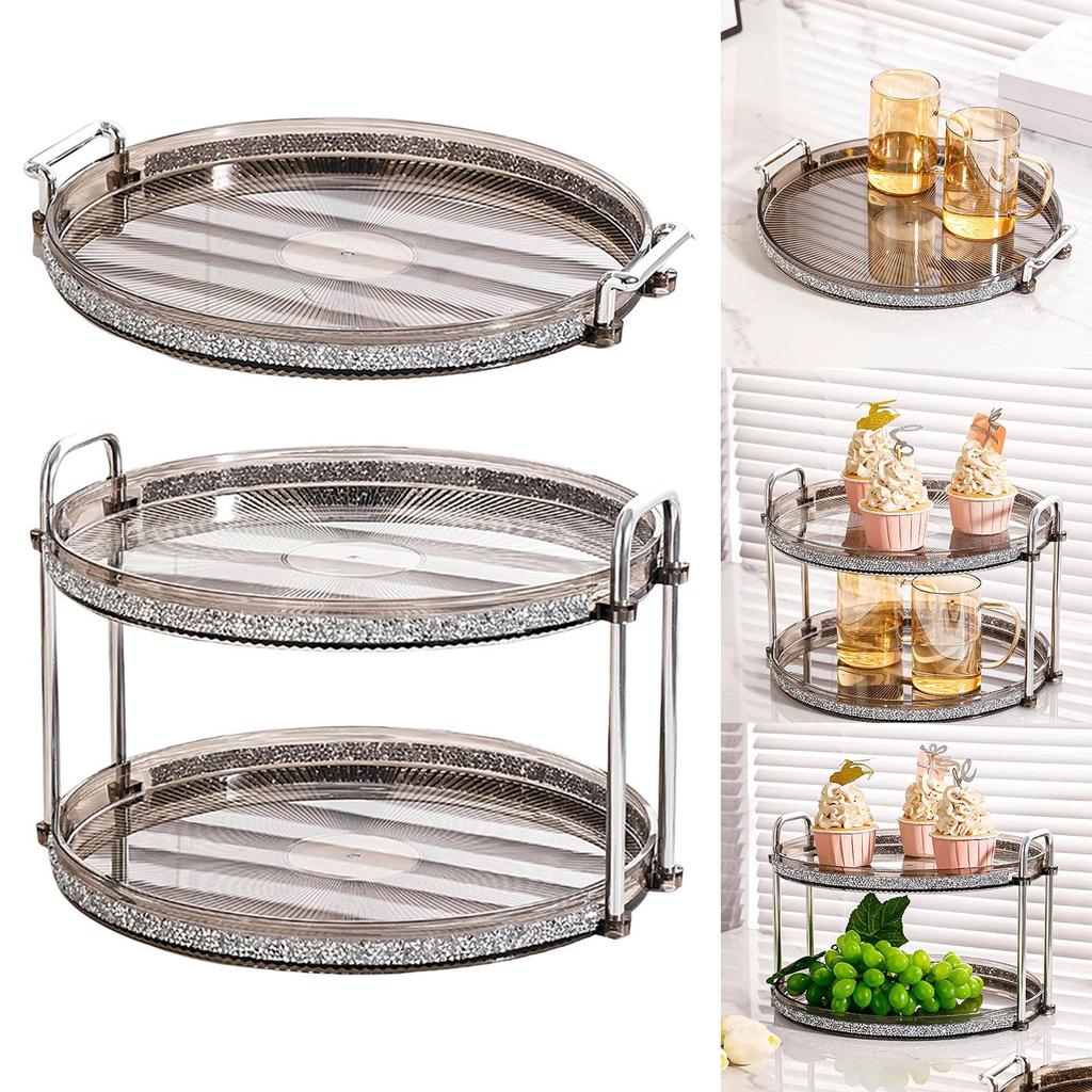 With Handles, European Style Serving Tray, Makeup Round Creative Storage Trays, Perfume