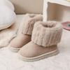 Shoes for Kids Winter Girl's Black Round Toe Solid Flock Plush Warm Mid Heel Water Proof Casual Kids Snow Boots Botas Niña