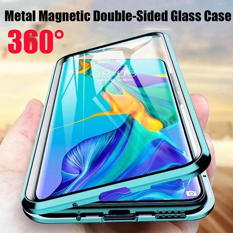 360°Full Protection Metal Magnetic Double Sided Glass Phone Case For Samsung S25 Ultra S22 S23 S24 Ultra Plus FE Bumper Cover