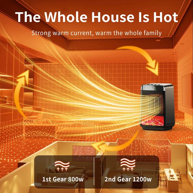Timing Electric Heater 3D Dynamic Flame Heater Winter Heater Silent Energy Saving PTC Quick Heat Electric Heater Home Decorative