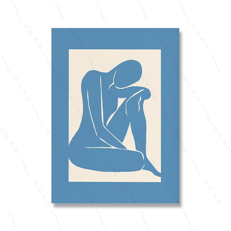Blue Gallery Wall Art Set Print Blue Flower Market Poster Abstract Canvas Painting Poster Print Pictures For Living Room Decor