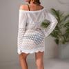 Beach Skirt Women Solid Color Sexy Knitted Beach Bikini Swimsuit Hoodie Dress