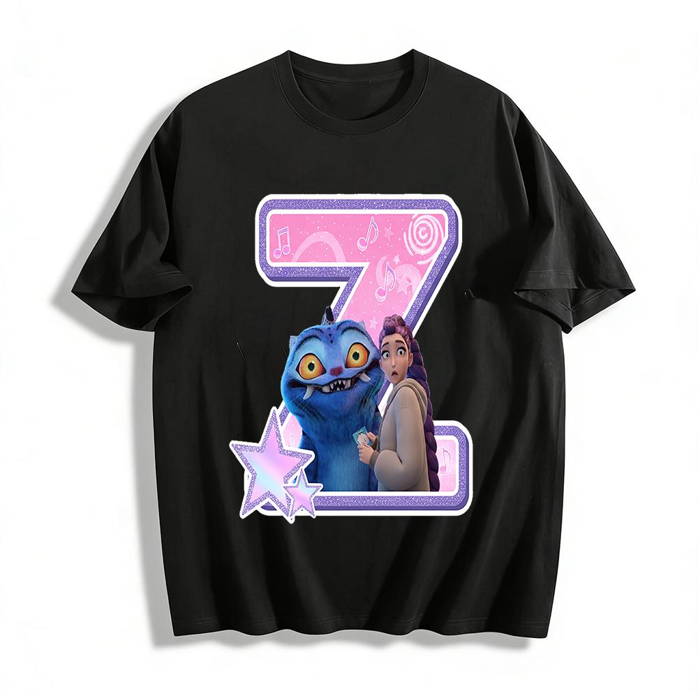 

Kids Wicked Themed Number 7 Print Top Girls Cartoon Cat Casual Crewneck Sweatshirt Pure cotton T-shirt XXS