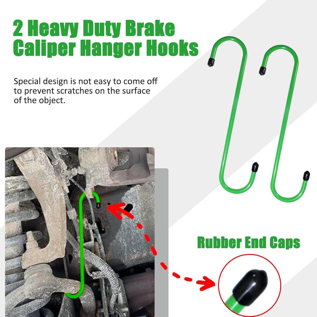 8 Pcs Green Brake Caliper Hangers, Brake Caliper Hooks, Brake Caliper Hanger Hook Brake Caliper Hooks With Rubber Tips, Stainless Steel Hook/Hanger -