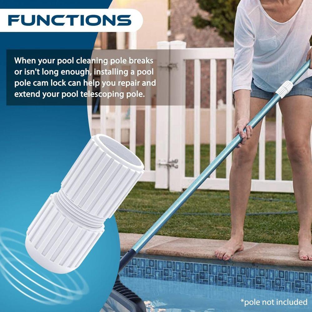 White Pool Pole Replacement Cam Lock Pool Rod Accessories Connector Joint Pool Pole Connector