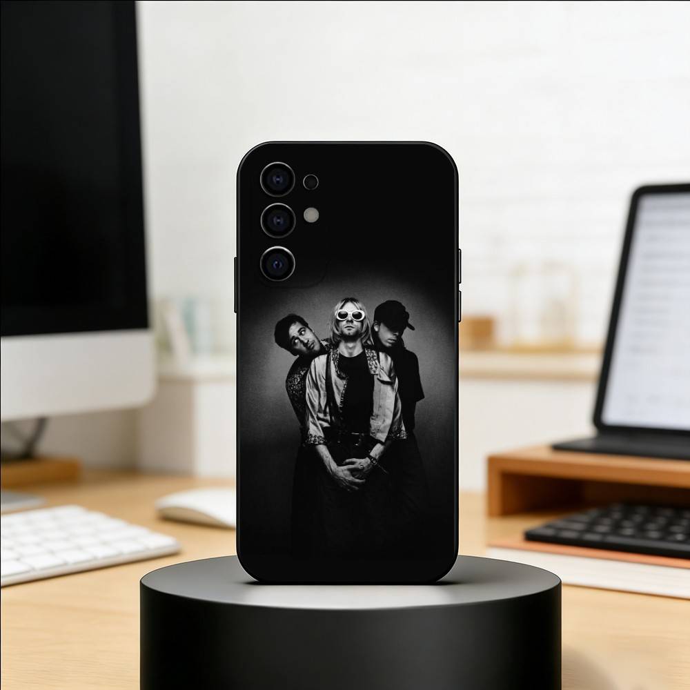 Nirvana Rock Band Phone Case Black Silicone Soft For Samsung S25,S24,S21,S22,S23,S30,Ultra,S20,Plus,Fe,Lite