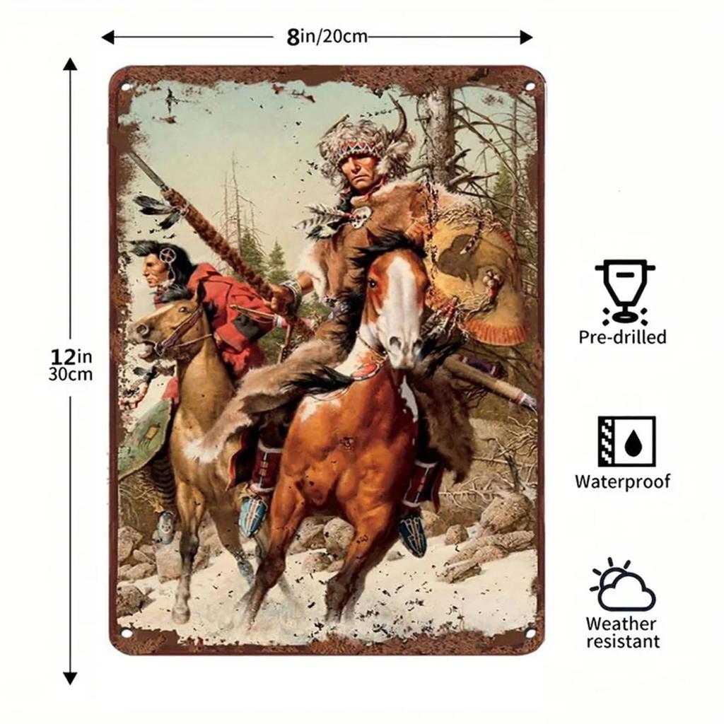 Wild West Cowboy Retro Tin Sign: Vintage American Bar & Restaurant Wall Decor