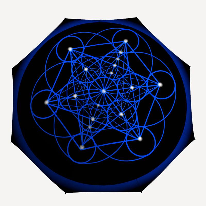 Blue Geometric Mandala: Aesthetic  DecorUmbrella, Portable 3-Fold Compact Umbrella,Christmas Gift ES574