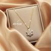 Collier Tendance Coréen Flocon de Neige Diamanté - Acier Titane, Chaîne de Clavicule Rotative, Pendentif Élégant pour Femmes