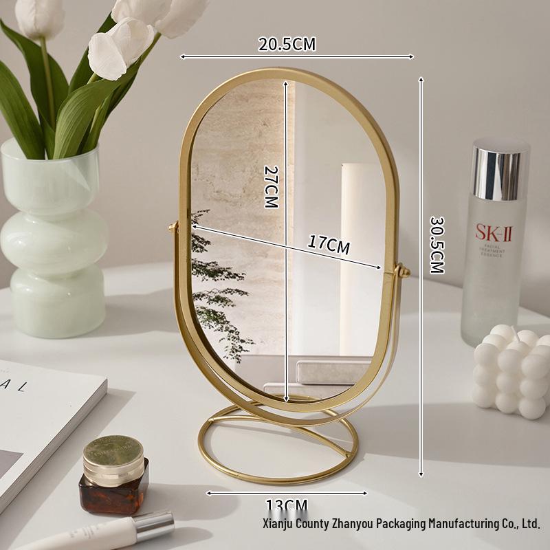 Espelho de Beleza Redondo - Espelho de Maquilhagem de Mesa para Quarto ou Dormitório