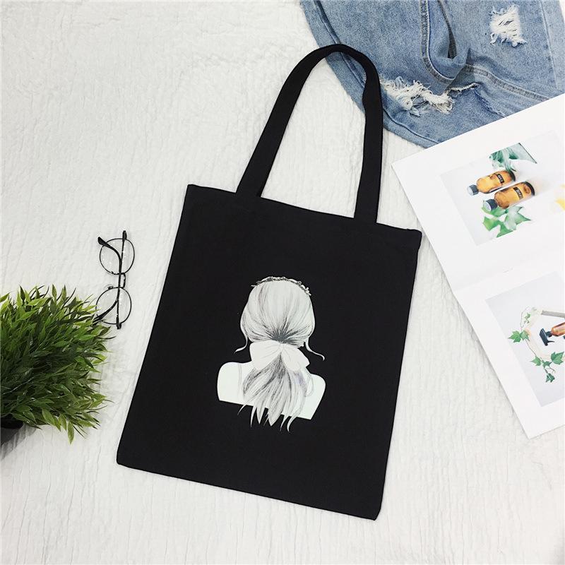 Cartoon canvas bag women's shoulder new student literary printed cloth bag handbag simple large-capacity shopping bag