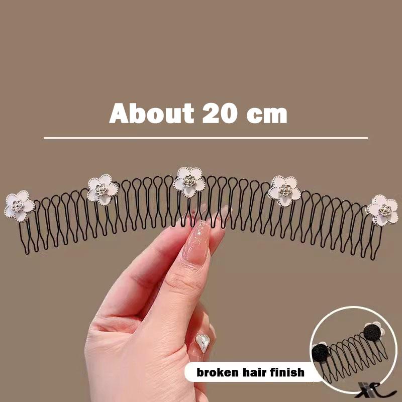 Vintage Camellia Flower Pearl Metal Long Hair Comb For Women Broken Hair Finish Headband Tool Hair Clip Fashion Hair Accessories