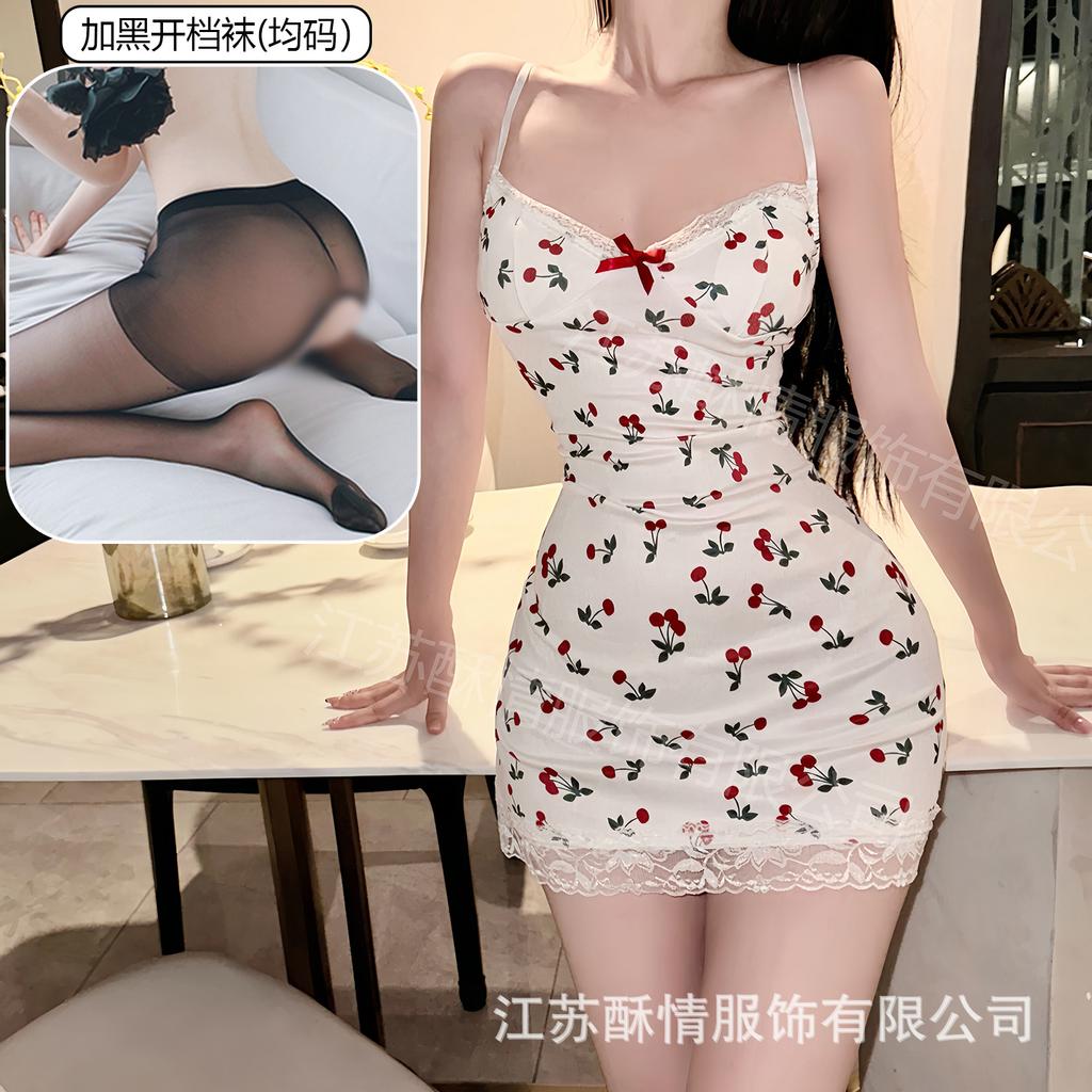 Sex lingerie pure desire cherry sexy women's bed small chest plus chest pad passion uniform seduction suit