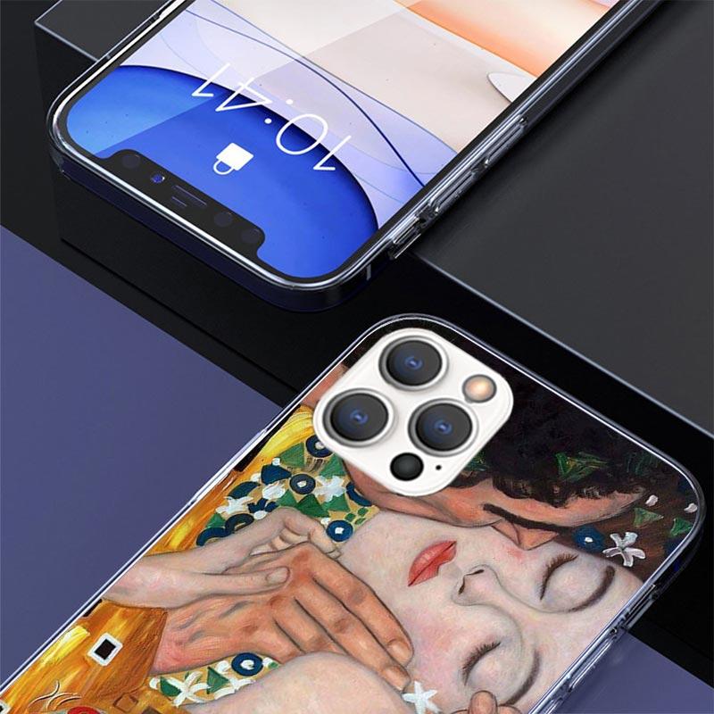 Kiss by Gustav Klimt Desig Case Phone Cover for Apple iphone 16 15 14 13 12 Mini 11 Pro Max 16E X XS XR 7 Plus 8 + SE 2020 Trend