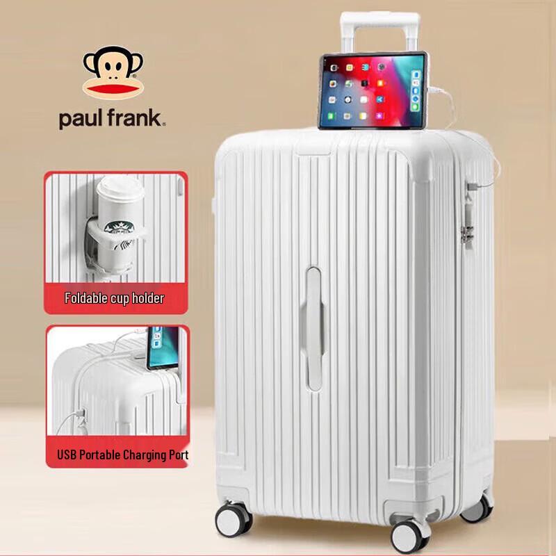 Большой чемодан Paul Frank из ABS и PC с вращающимися колесами 24 inch кремово-белый