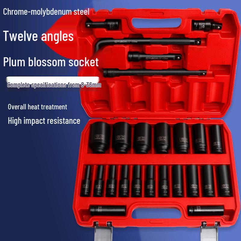 25-Piece Heavy-Duty Air Impact Torx Socket Set with Extended Reach and Electric Wrench Compatibility