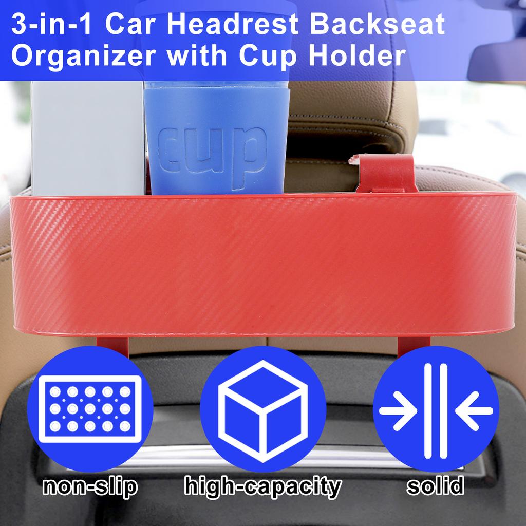2Pcs Car Headrest Backseat Organizer Multifunctional Hanging Seat Back Phone Organizer with Cup Holder 5-lattice Storage For Car