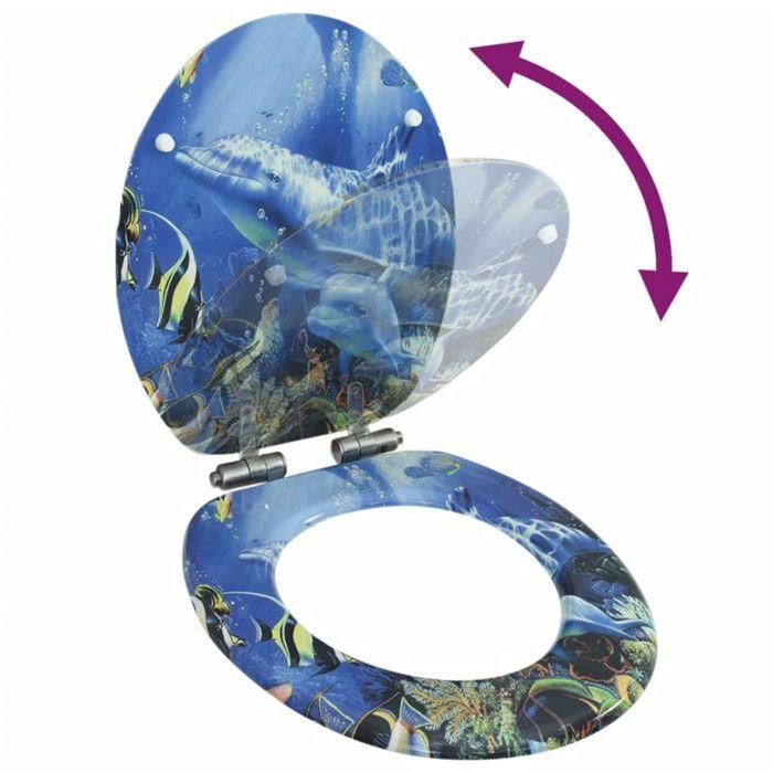 VidaXL Siège de toilette MDF Couvercle à fermeture en douceur Dauphins