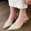 Summer Brand Women Sandals Fashion Mid Heels Slingback Slippers New Designer Dress Pointed Toe Shoes Women Slides Pumps