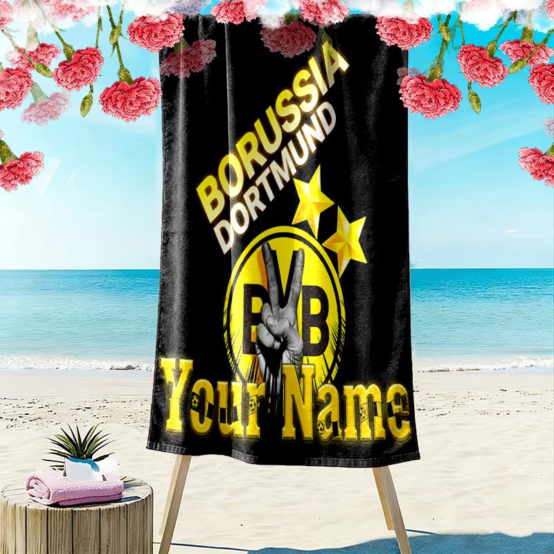 Asciugamano da Spiaggia con Stampa BVB Nome Personalizzato, Grande Morbido Asciugamano ad Asciugatura Rapida per Spiaggia Campeggio Nuoto -HE196
