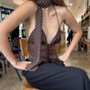 Women Sexy Camisole Top Sleeveless Backless V-Neck Polka Dot Print Tank Top Y2k Coquette Halter Neck Cami Crop Top