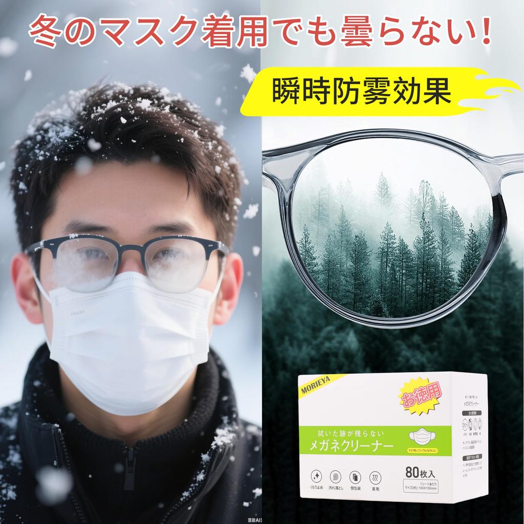 MORIEYA Glasses Wet Individually 100mm X Large Compatible with Winter Masks and Ski Clear Vision In Summer and Humid Rainy Leaves No Marks On and 80