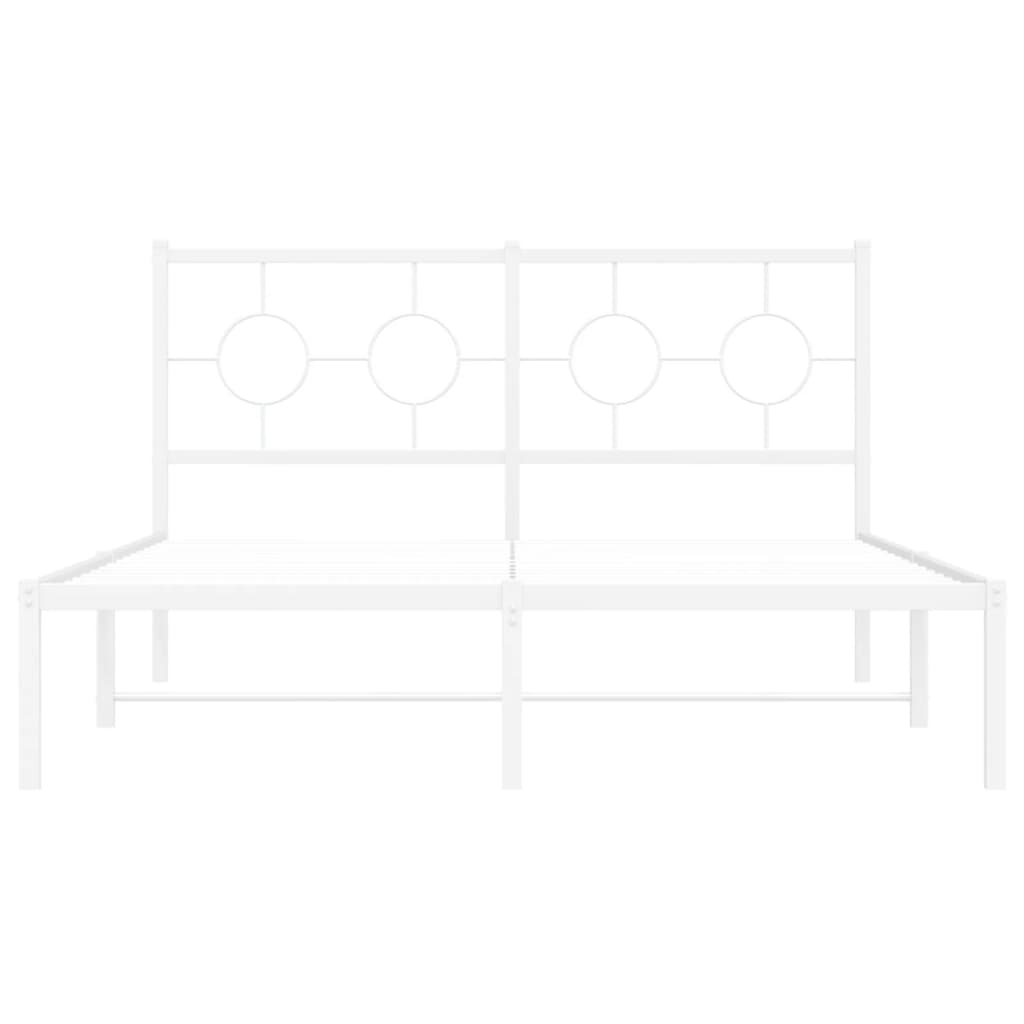 Metal Bed Frame with Headboard White 135 x 190 cm