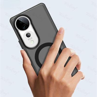 Transparente Hülle für Vivo V40 Hülle Abdeckung für Vivo V40 Pro 5G Magnetische Adsorption Kabelloses Laden Rückseite für Vivo V40 Hülle