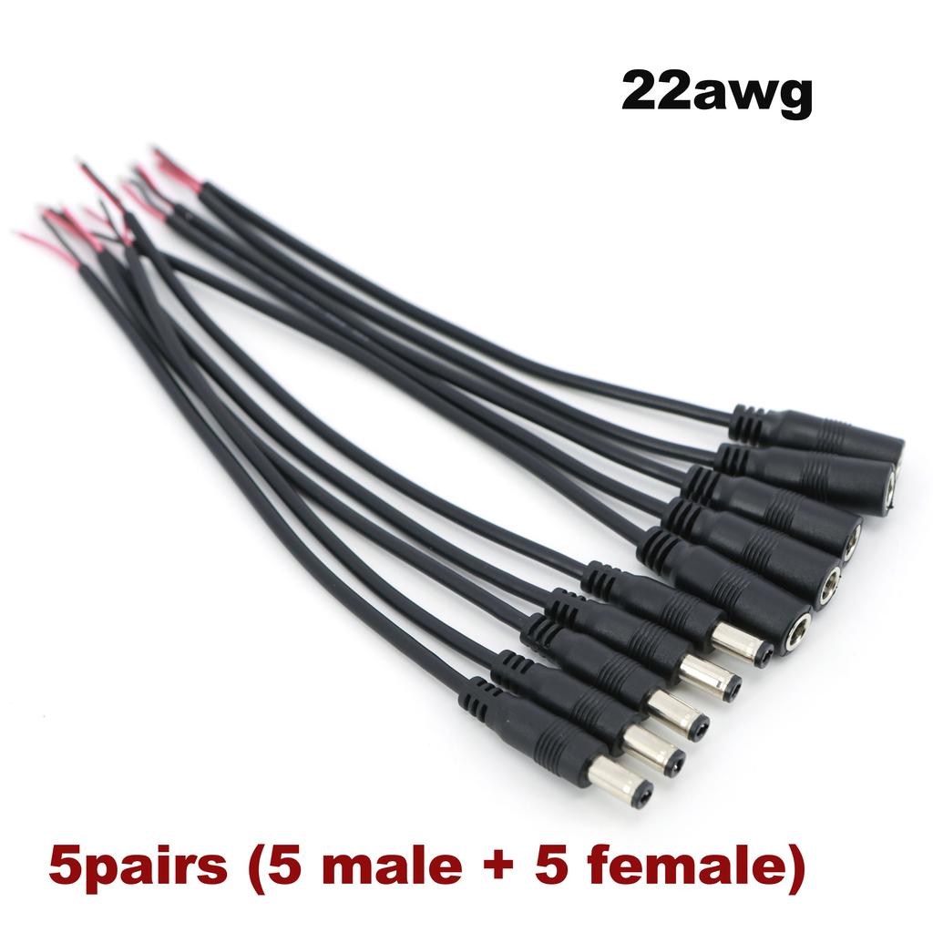 20cm 5.5 x 2.5mm 2pin 20awg 22awg DC Male female Power Connector Plug cable End Wire Supply Repair Cable 5525 DC5525 Pigtails