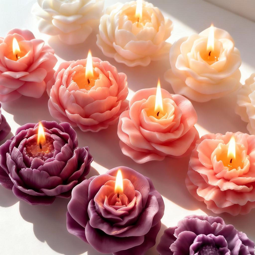 DIY Flower Crystal Resin Silicone Mold Peony Aroma Candle Mold 3D Rose Flower Mousse Cake Chocolate Mold Home Bedroom Decor