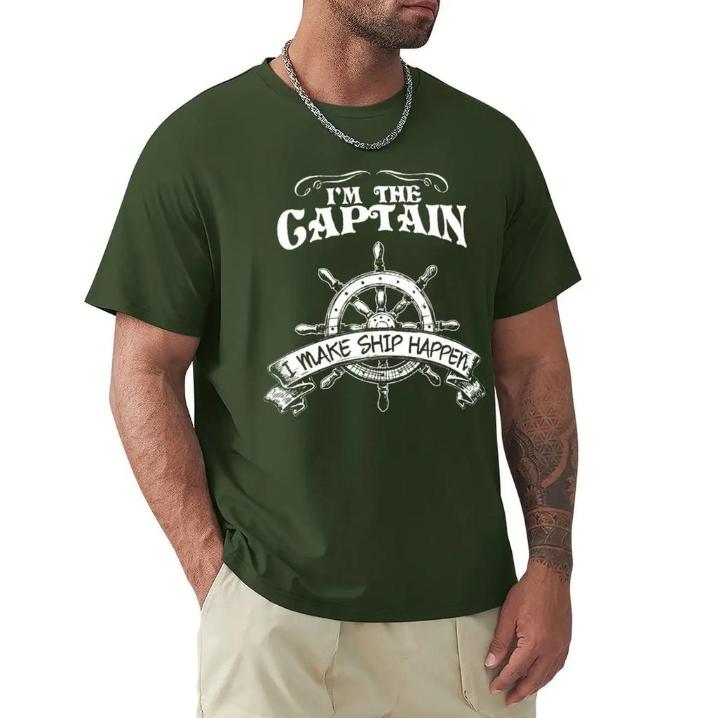 Pirate I'm The Captain I Make Ship Happen T Shirt Harajuku Short Sleeve T-shirt 100% Cotton Graphics Tshirt Tops