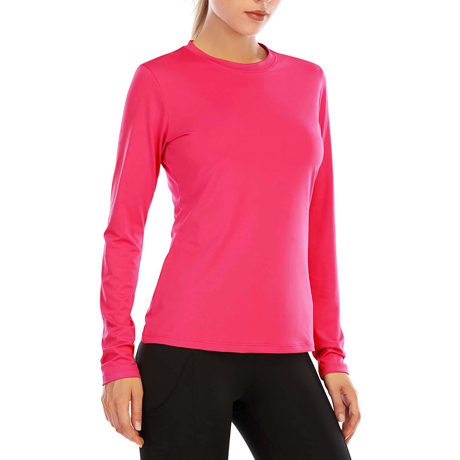 

Женская облегающая однотонная солнцезащитная футболка с длинным рукавом для фитнеса S