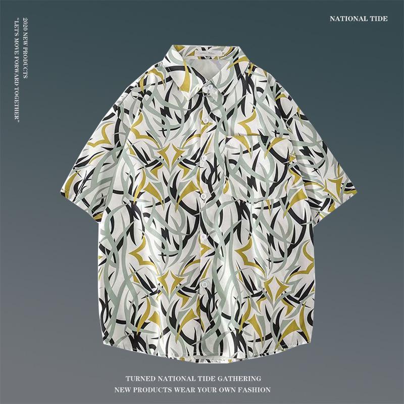 Japanese Hong Kong-Style Floral Hawaiian Shirt - Unisex Summer Short-Sleeve Retro Beachwear