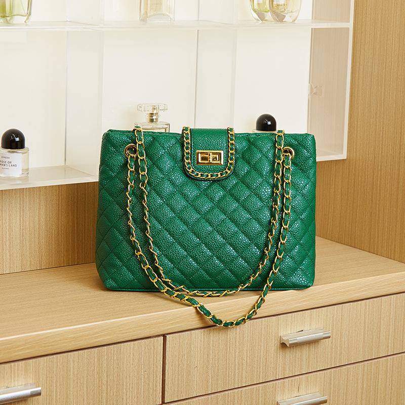 

Large Capacity Bag, New Fashionable Shoulder Bag, Caviar Handbag, Small Fragrant Style Tote, Versatile зелений