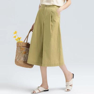 Cotton Wide Leg Pants for Women In Summer High Waisted Loose Fitting Seven Quarter Skirt Pants for Women