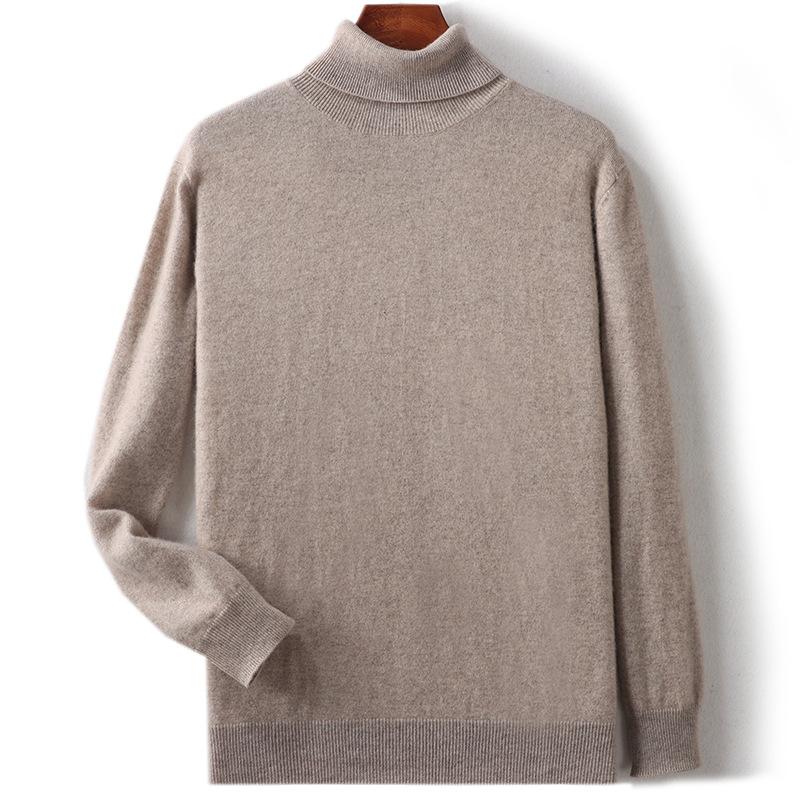 New high lapel cashmere sweater men's solid color knitted primer sweater loose inner sweater