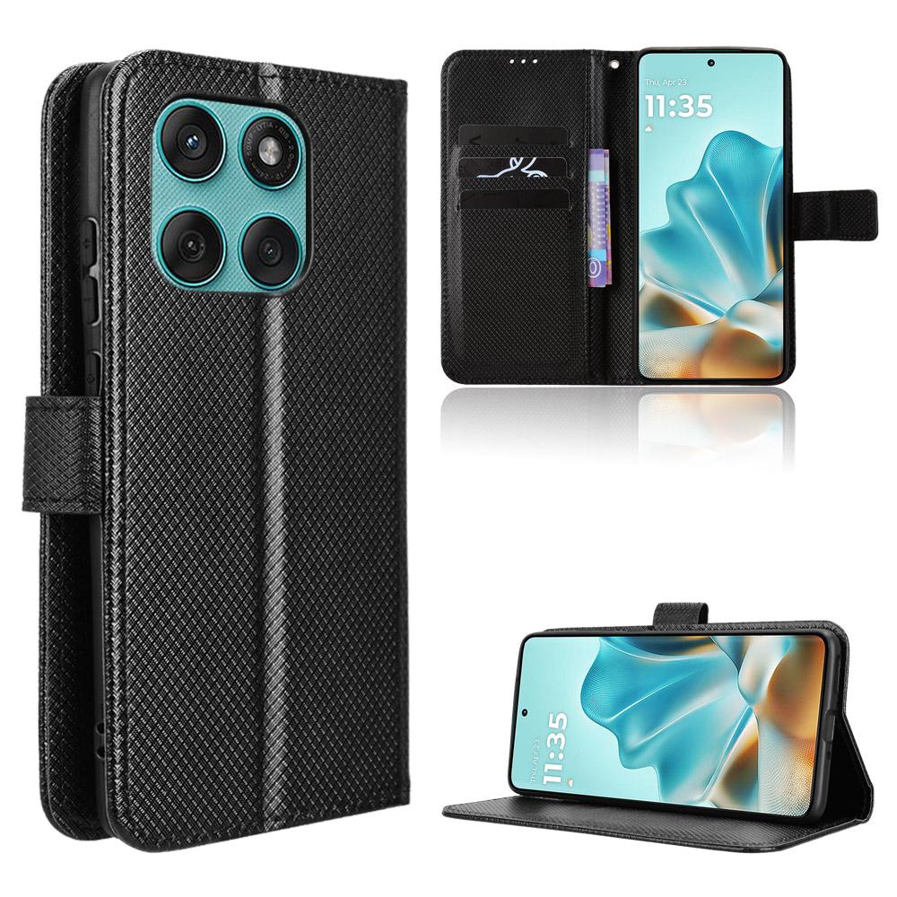 

For Motorola Edge 60 5G/60 Fusion 5G/Edge 60s 5G Leather Wallet Case with Strap Diamond Texture Phone Cover A