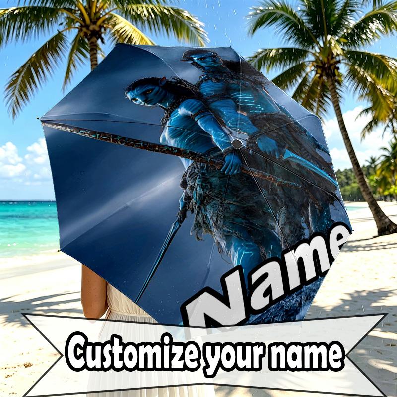 Custom Name Personalized Avatar Print Umbrella, Auto Open Close, 8‑Rib Sturdy Frame, Commute Camping Hiking Use, Birthday Gift