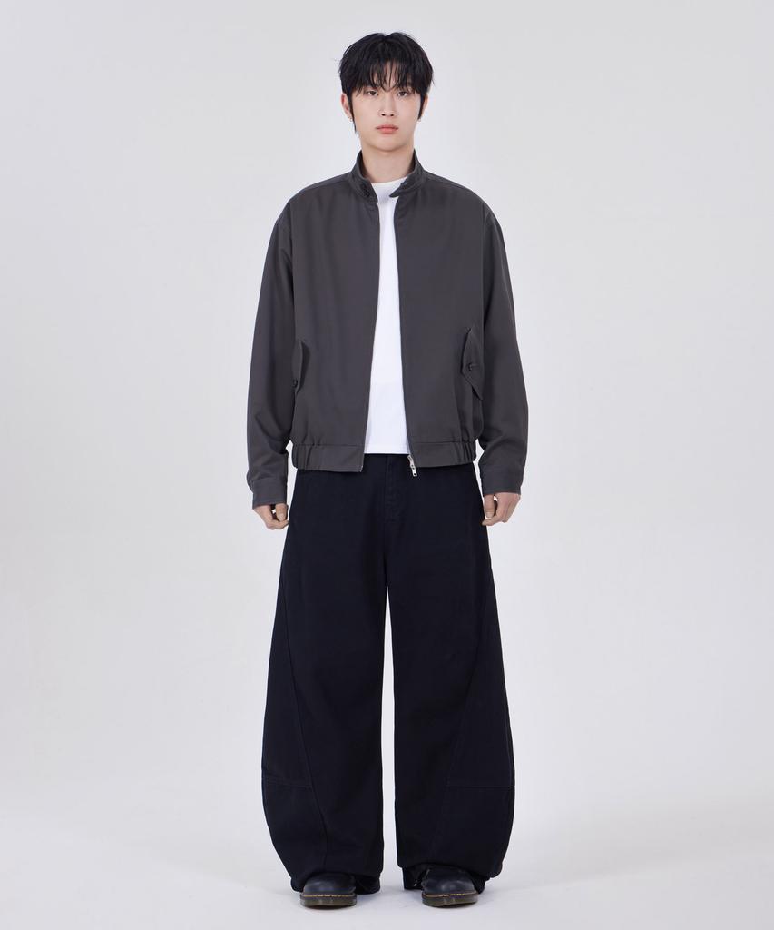 GLW Curved Cut Wide Cotton Pants Black