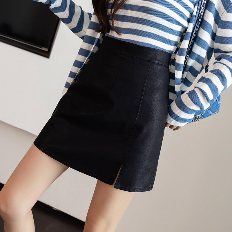 

Trendy High-Waist PU Split Skirt for Women - Slim Fit, Autumn/Winter 2024 Collection L [105-118 jin]