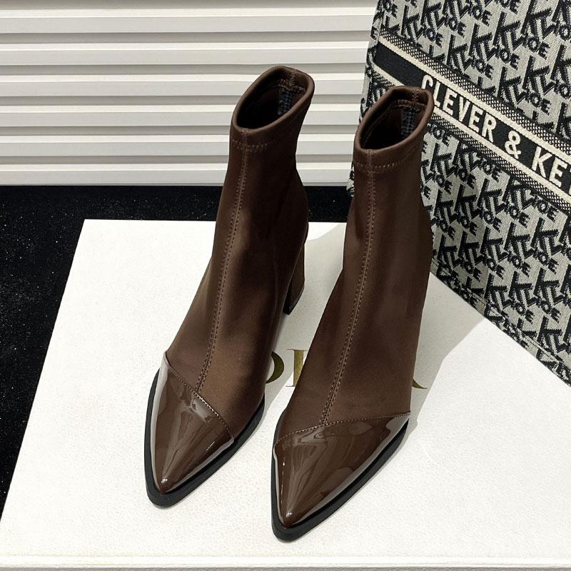 

Fashion Women Ankle Boots 2024 Winter Fashion Sexy Platform Chelsea Boots Women Pointed Toe Zipper Casual Comfortable Shoes for Women 34 коричневый