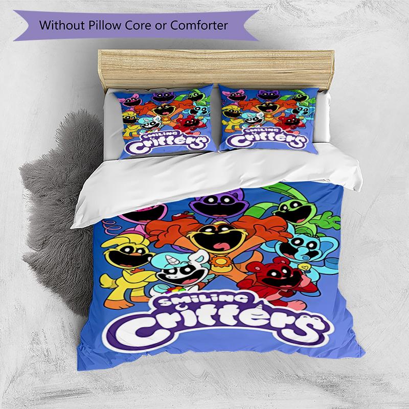 3pcs Smiling Critters1 Pattern Bedding Set Duvet Cover Set Includes Duvet Cover &pillowcases, Perfect All Season Bedroom Decoration & Gift