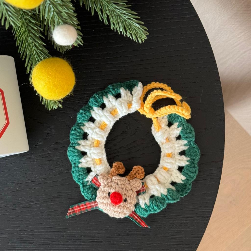 Pet Collars Christmas Pet Necklaces Cats Dogs Bells Reindeer Yarn Woven Scarves Dog Accessories for Small Dogs Puppy