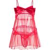 Sexy Sexy Pajamas Women's Suspender Mesh Lace Bow Perspective Pajamas Temptation Holiday Surprise Gifts